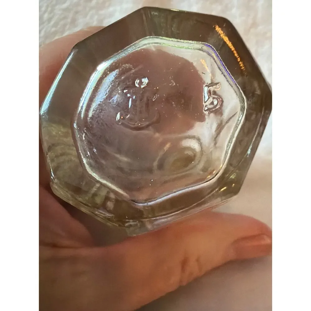 Vintage Clear Glass Salt Shaker Gold Plastic Lid Octagon Spice Jar 3.5